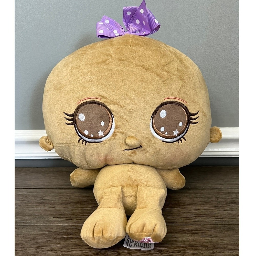 Big Big Baby Plush Doll Hunter Products Tan Large Eyes Purple Bow Talking Toy